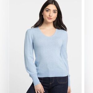 Kinross Coastal Blue V Neck Sweater- Medium